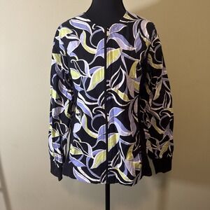 Cherokee t-shirt top nurse all over‎ print long-sleeve zip-up Extra Small